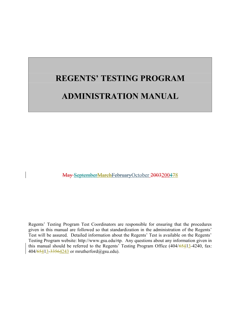 Regents Testing Program