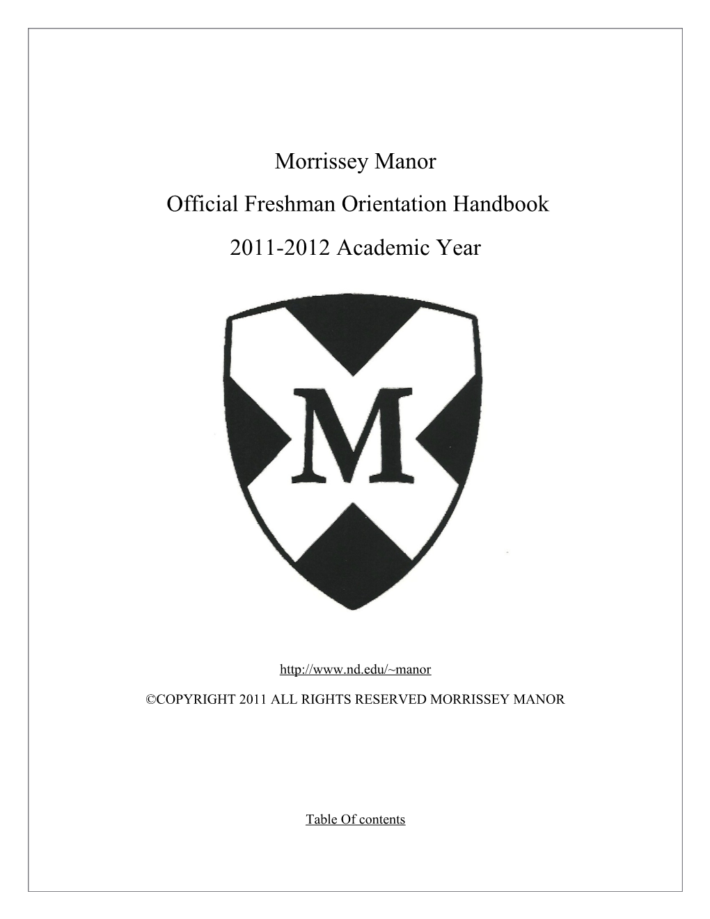 Official Freshman Orientation Handbook