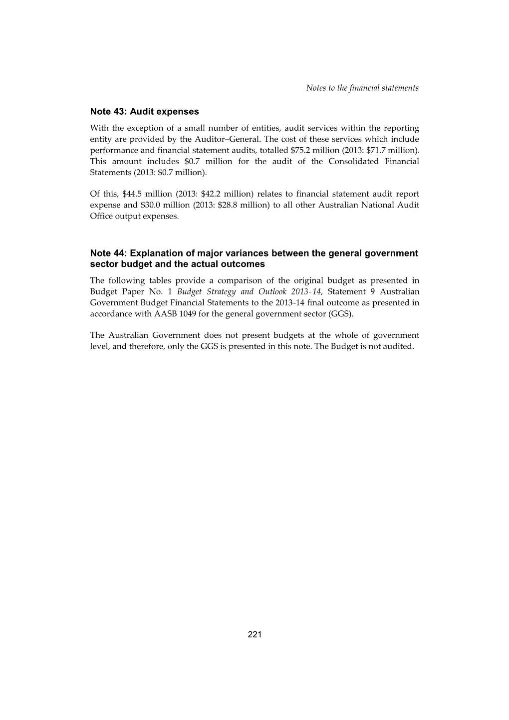 Consolidated Financial Statements for the Year Ended 30 June 2014 - Notes 43 to 46