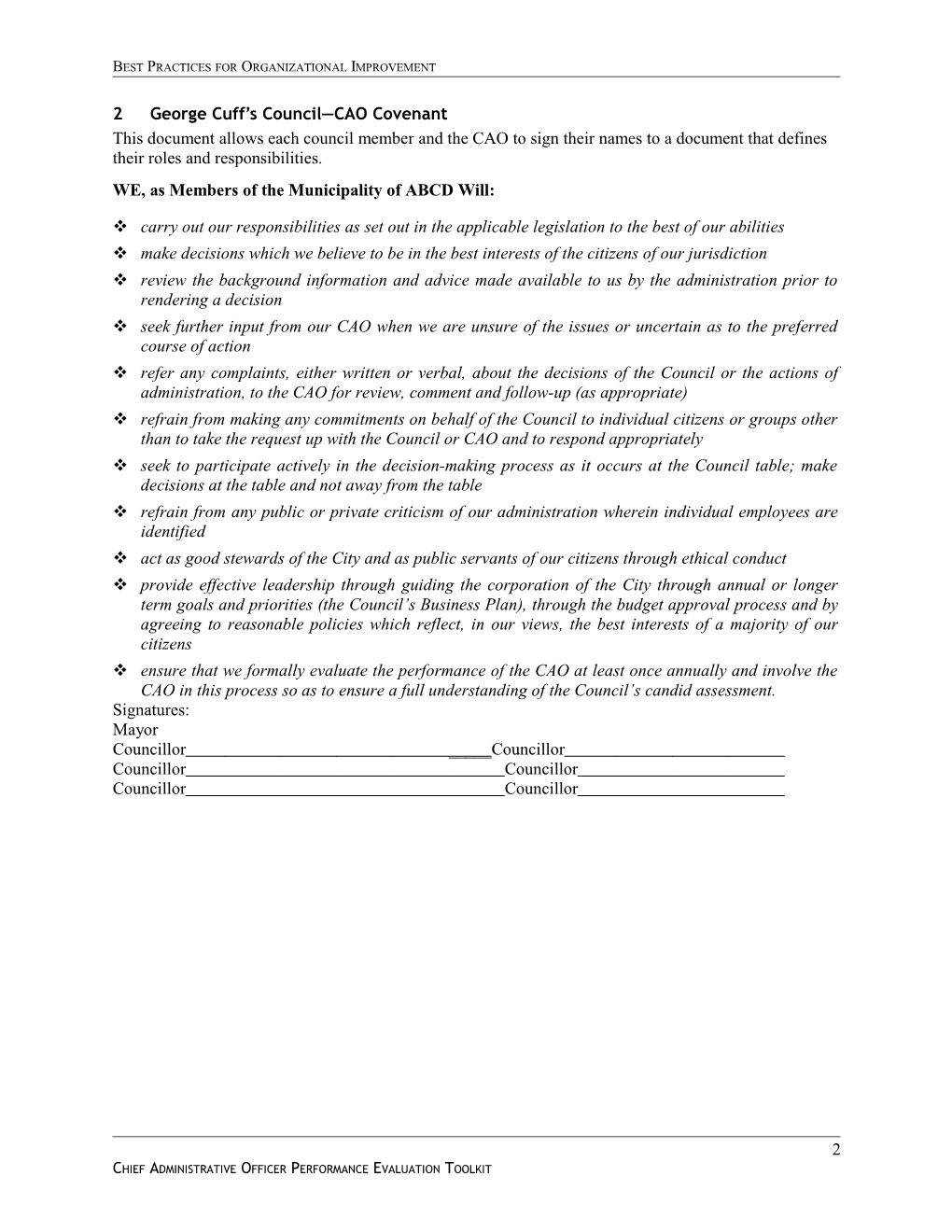 Sample Documents for Organizational Improvement