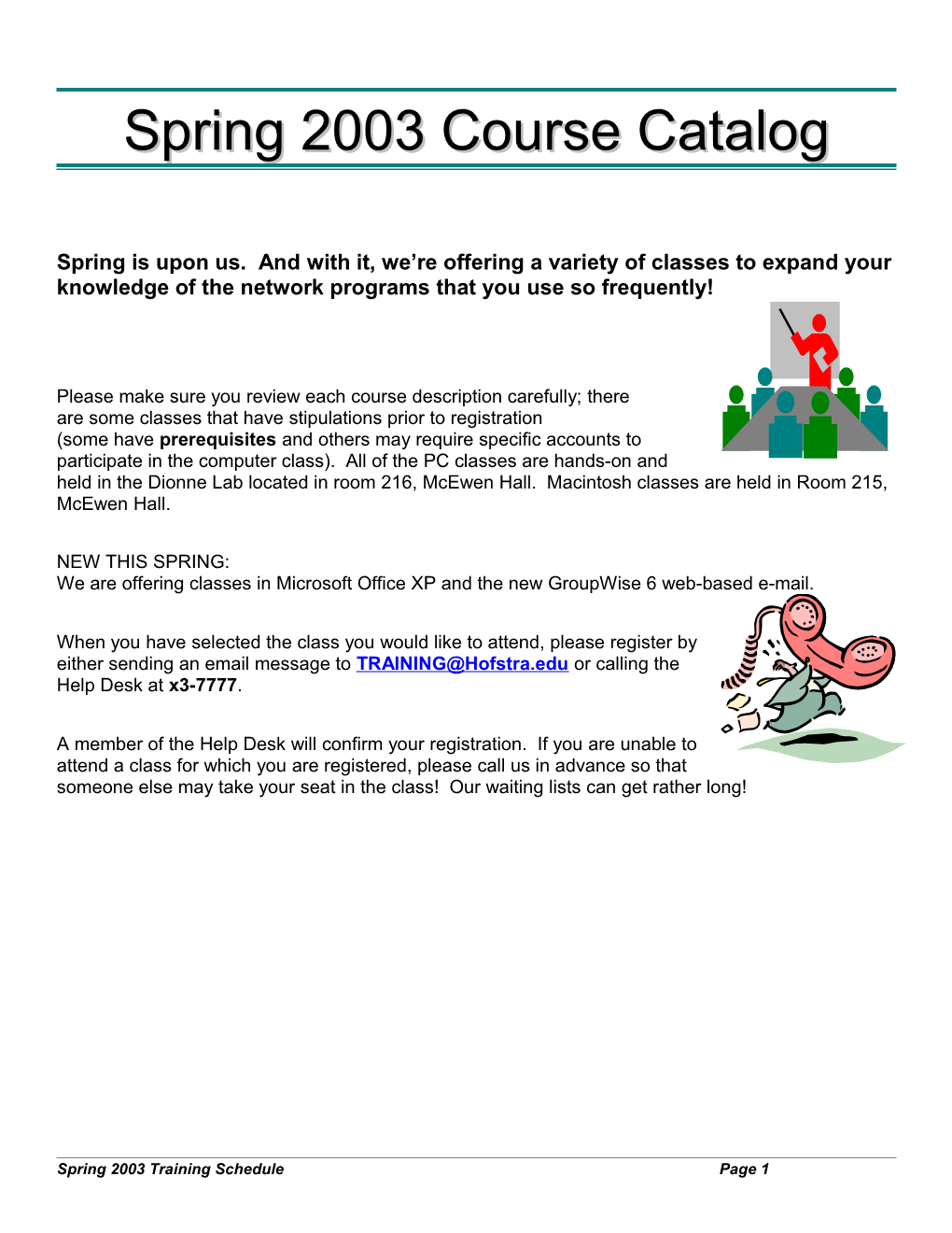 Spring 2003 Course Catalog
