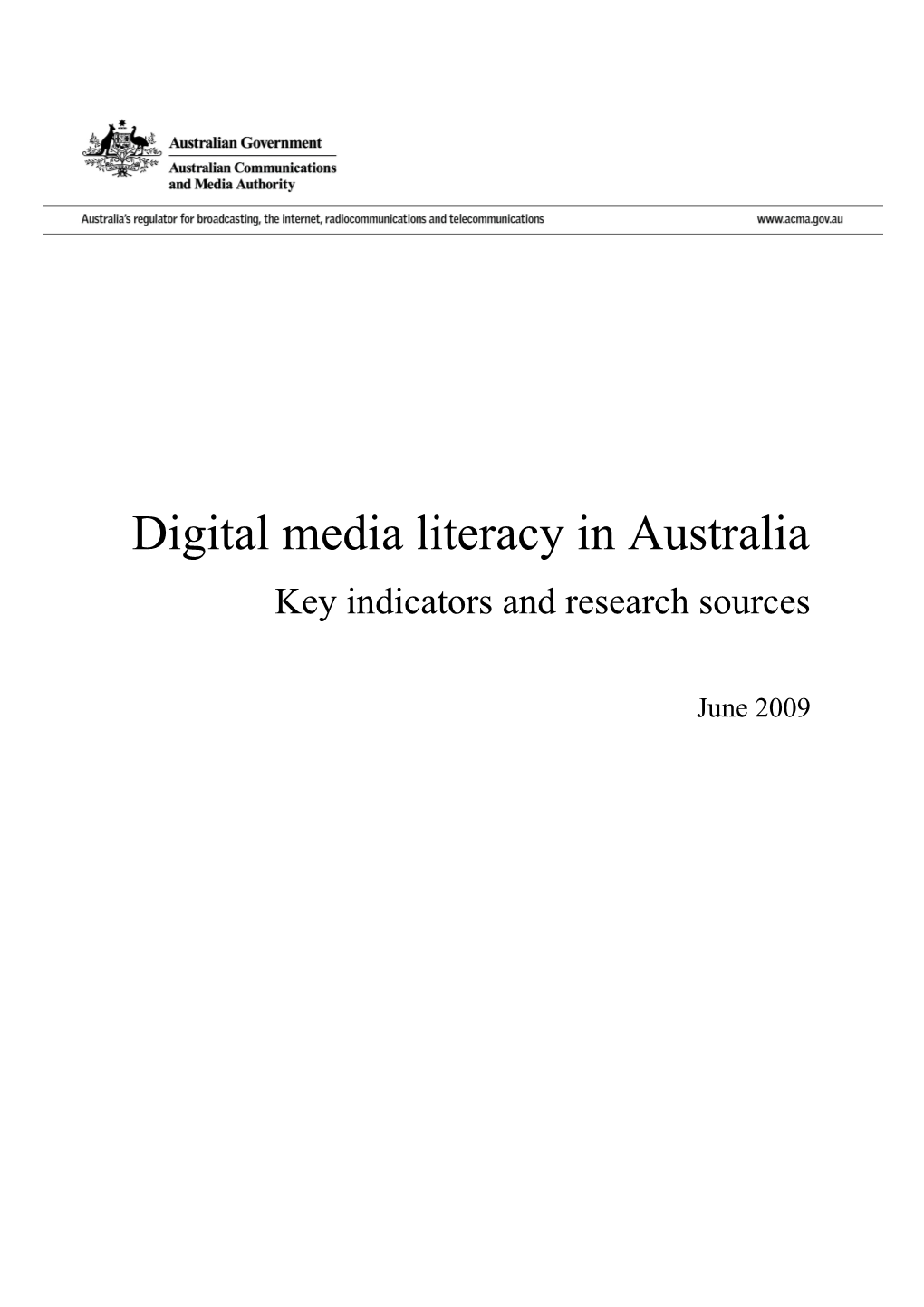 Digital Media Literacy in Australia - Key Indicators & Research Sources