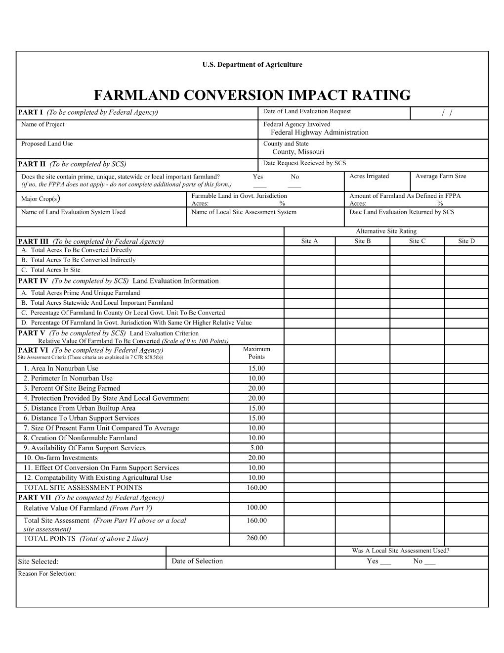 Steps in the Processing of the Farmland and Conversion Impact Rating Form