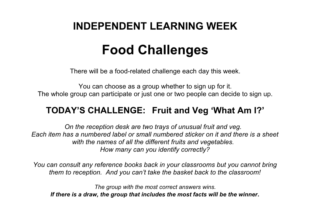 Independent Learning Week
