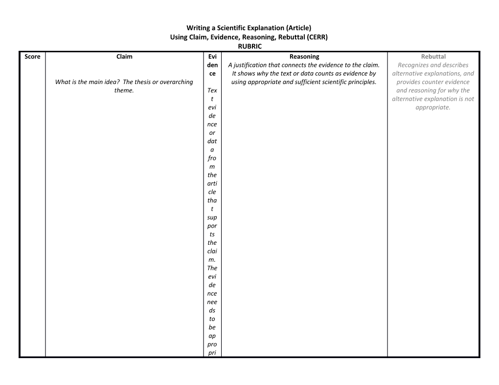 Writing a Scientific Explanation (Article)