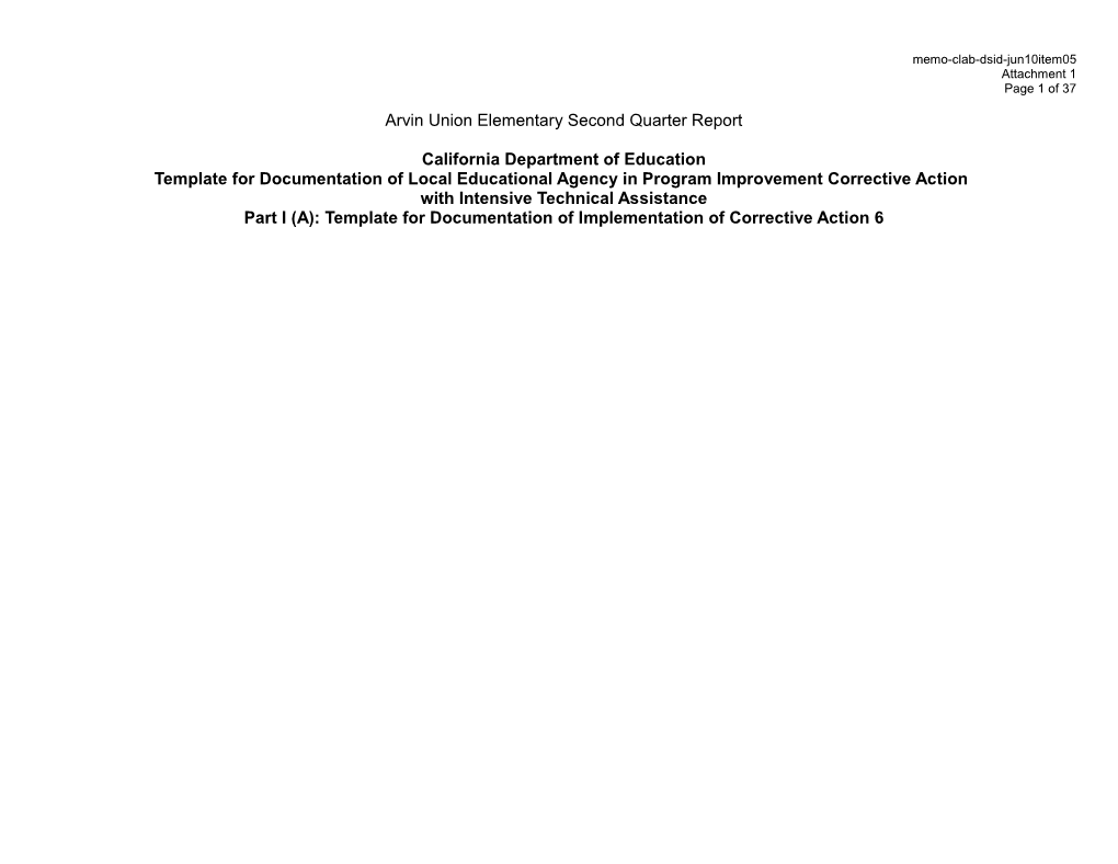 June 2010 Memorandum Item 08 Attachment 1 - Information Memorandum (CA State Board of Education)