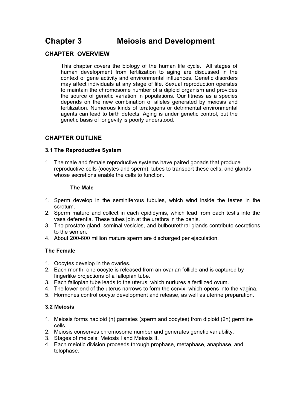 Chapter 3Meiosis and Development