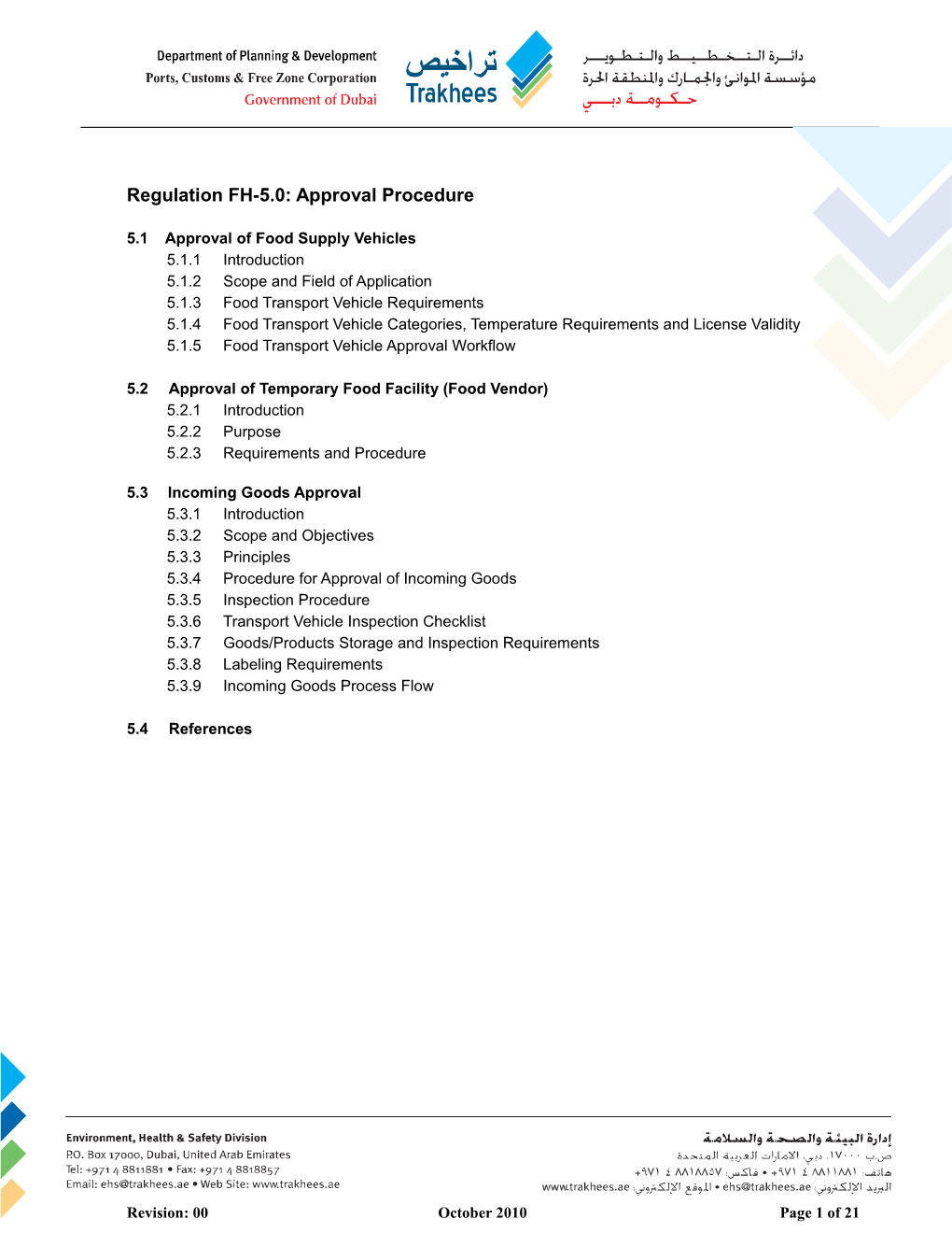 Regulation FH - 5.0 Approval Procedure