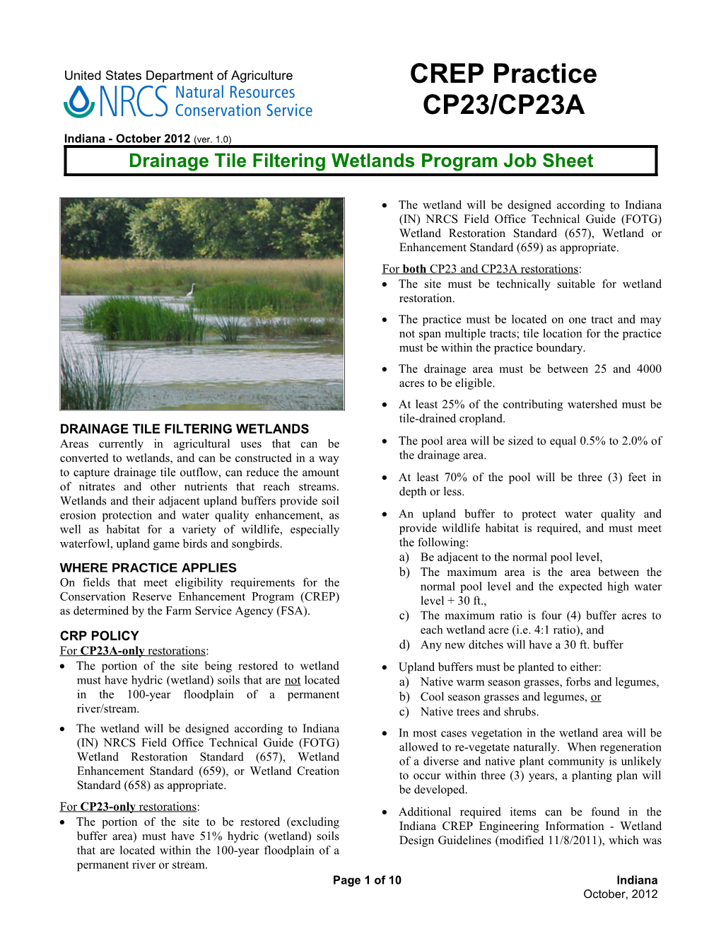 Drainage Tile Filtering Wetlandsprogram Job Sheet