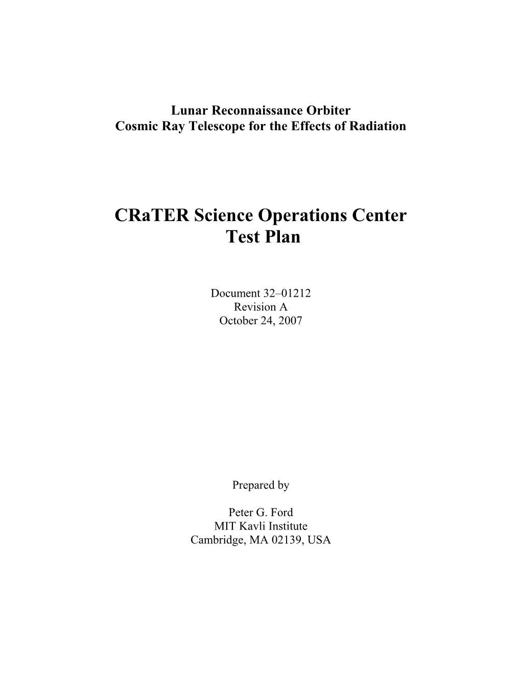 Crater SOC Test Plan
