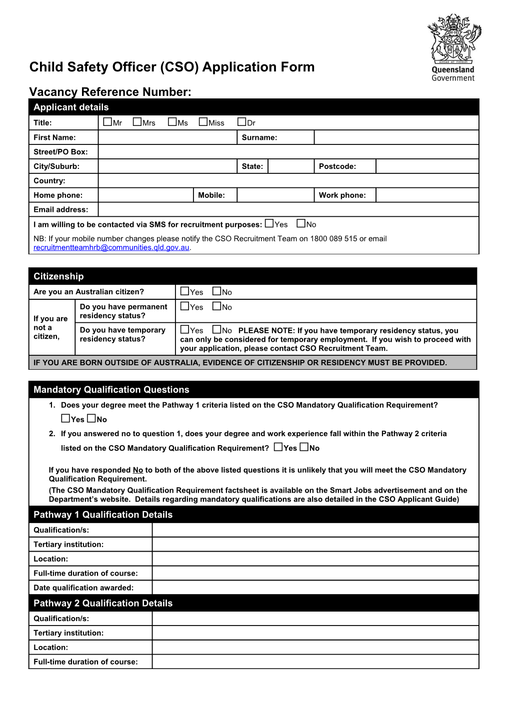 CSO Application Form