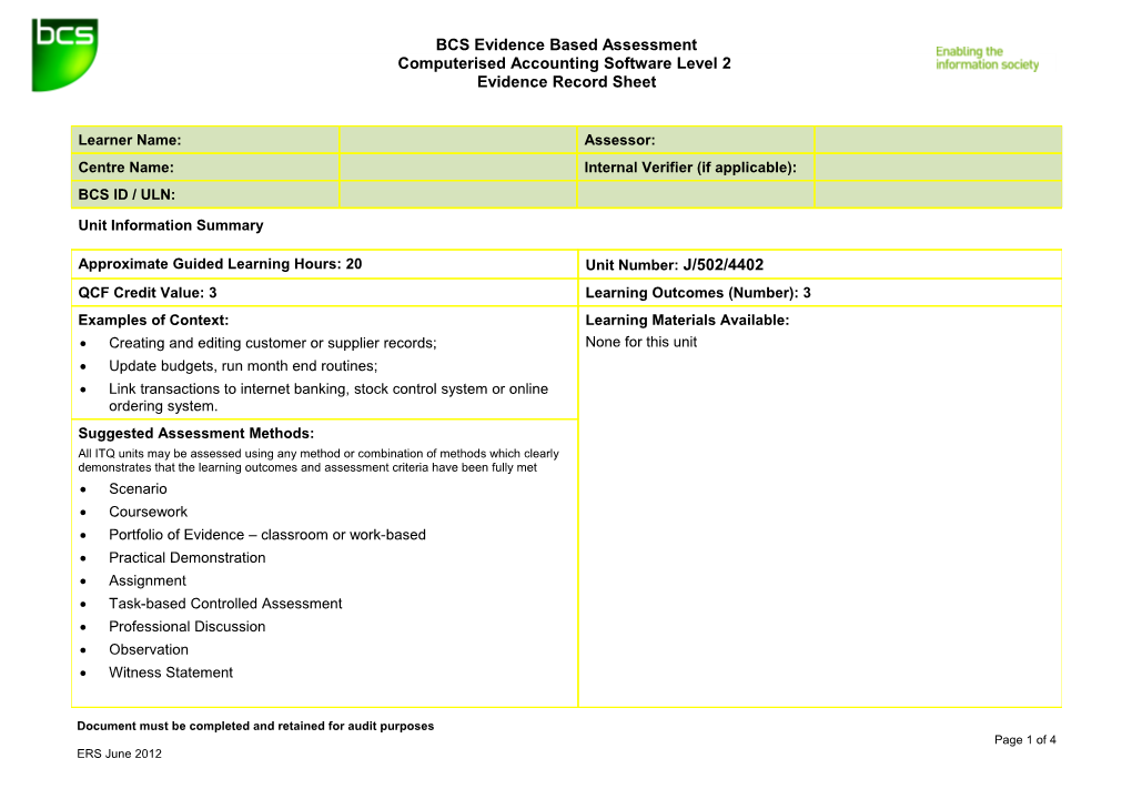 Computerised Accounting Software Level 2