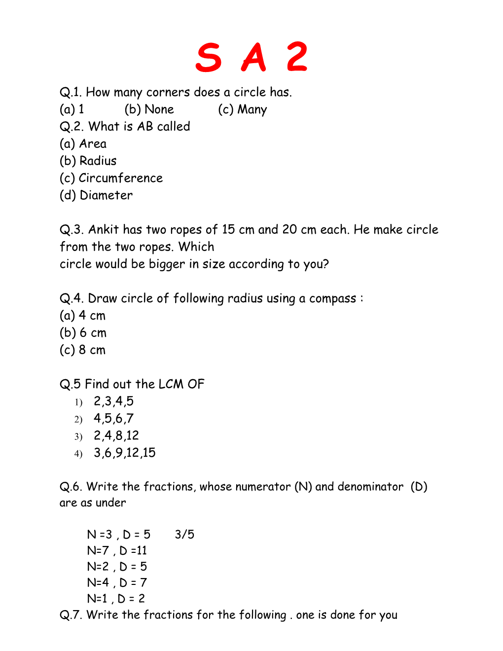 Q.1. How Many Corners Does a Circle Has