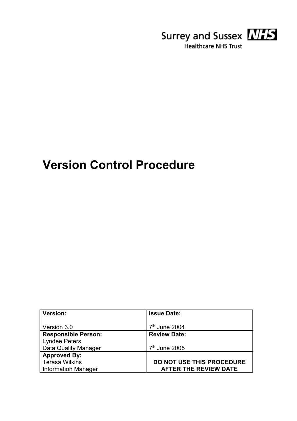 Version Control Procedure