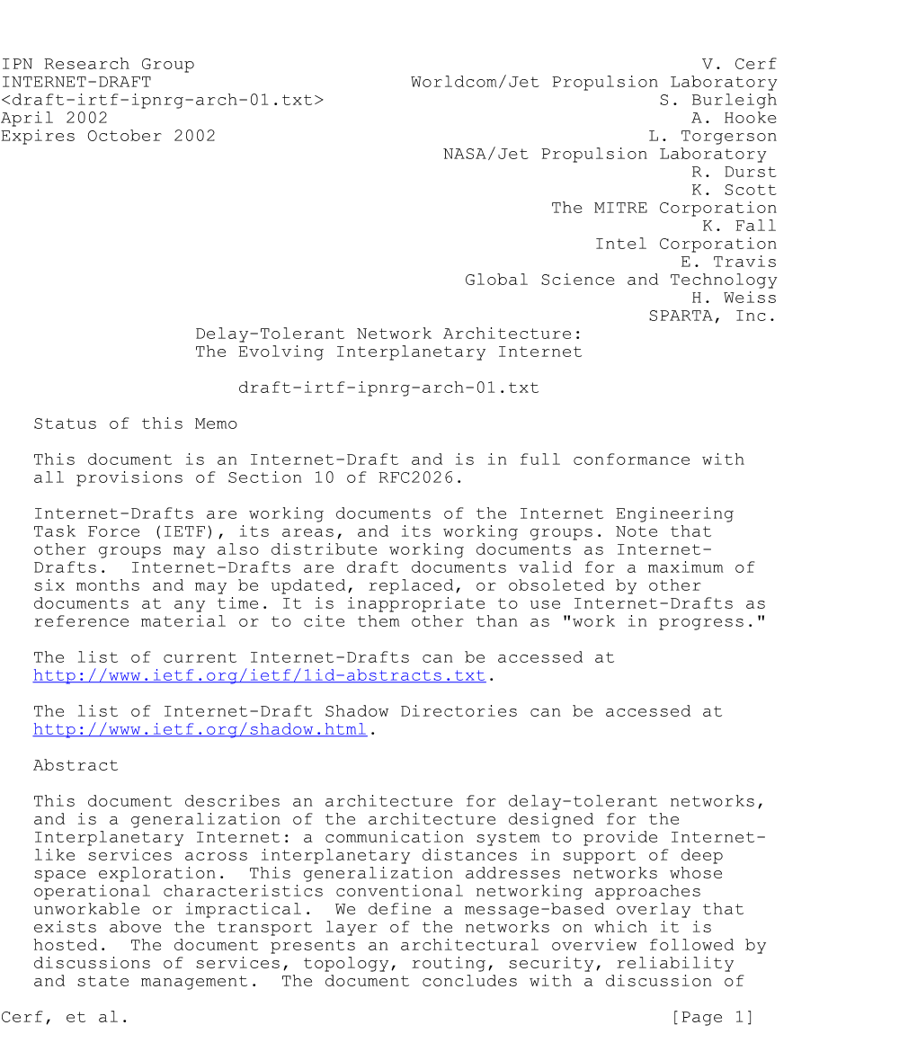 Interplanetary Internet (IPN) Architecture Document