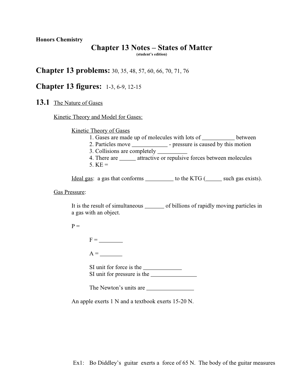 Chapter 13 Notes States of Matter