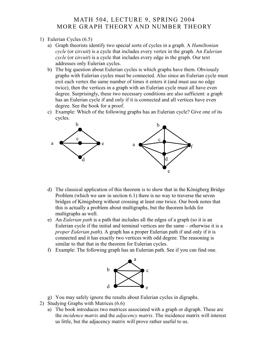 More Graph Theory and Number Theory