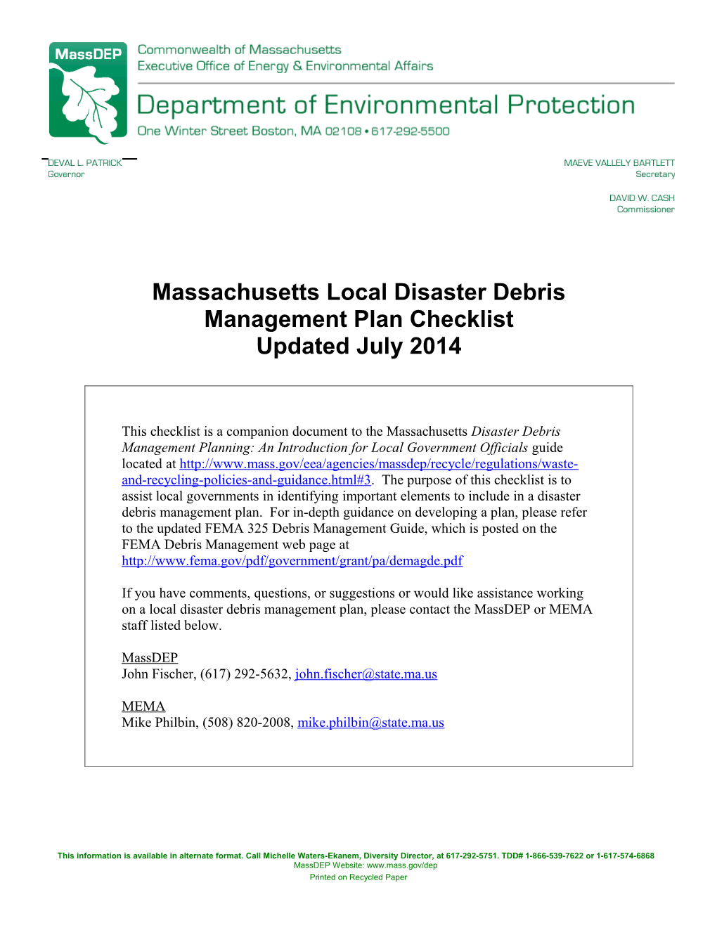 Public Assistance Pilot Program Increased Federal Share Checklist Page 1 of 2