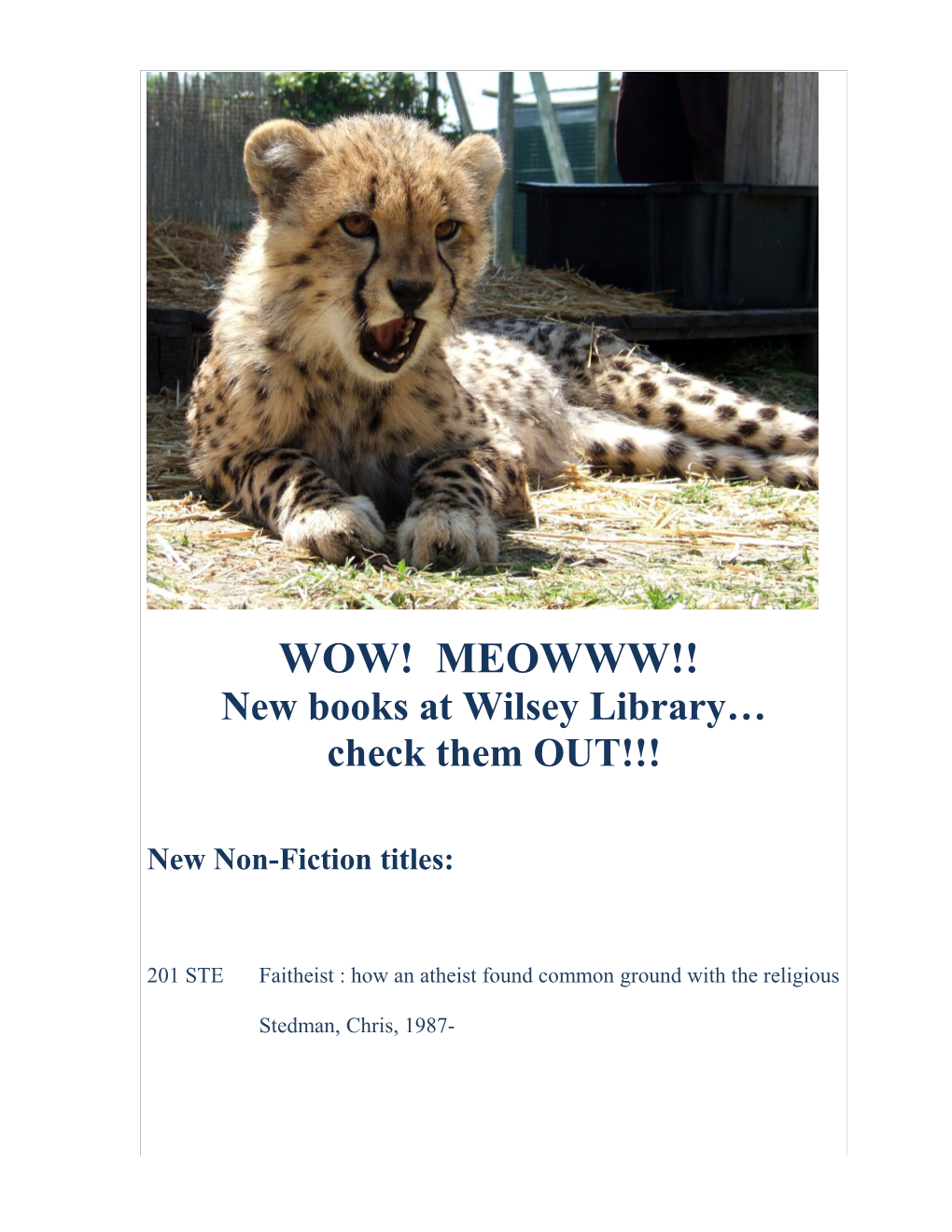 New Books at Wilsey Library