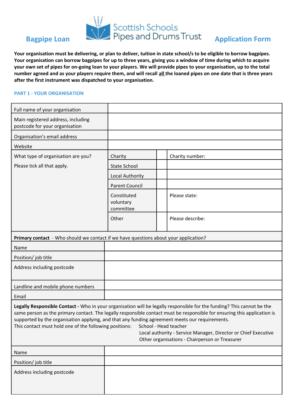 Bagpipe Loan Application Form