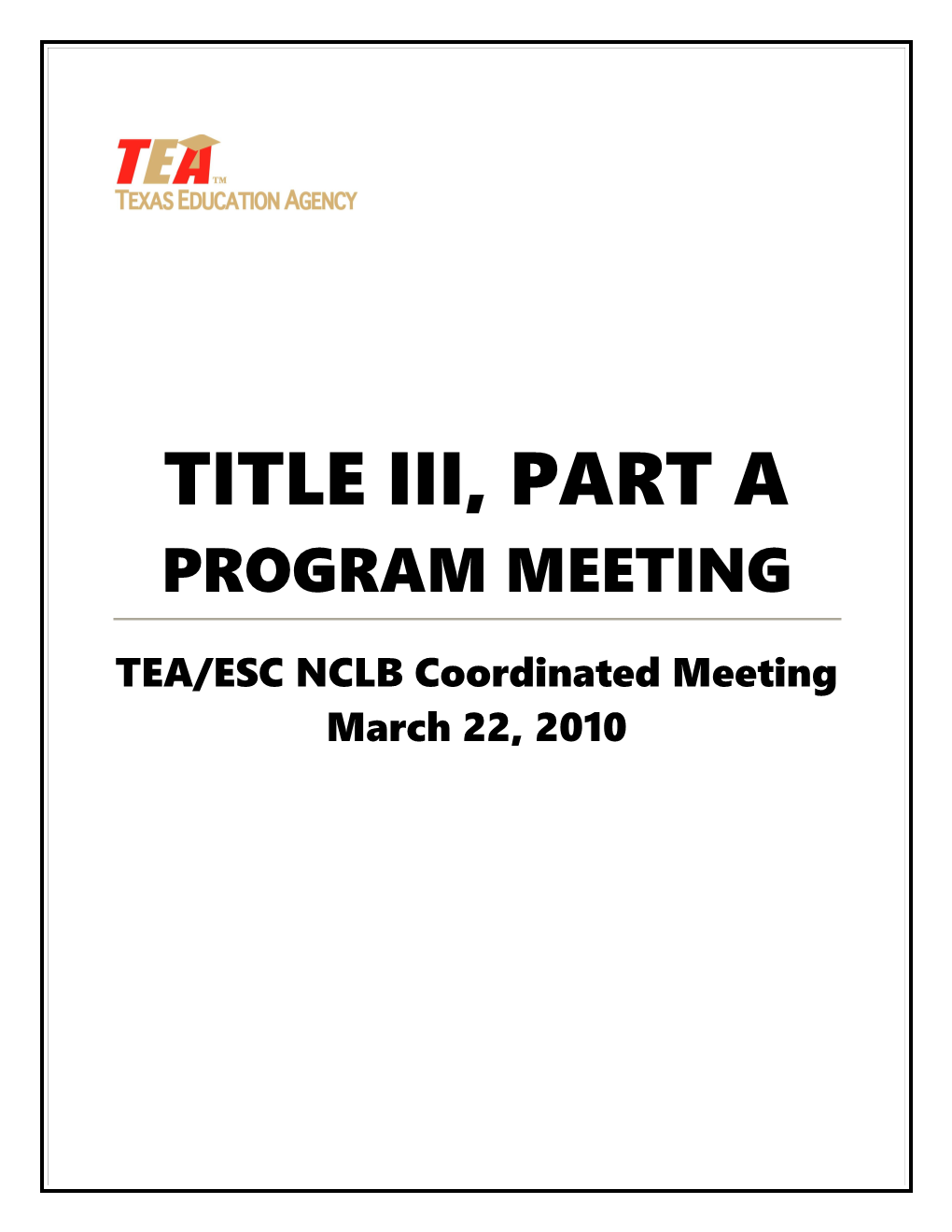 TEA/ESC NCLB Coordinated Meeting