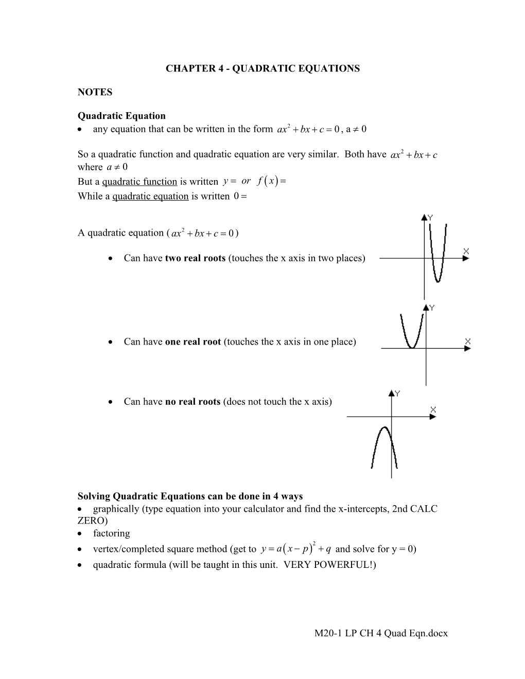 Chapter 4 - Quadratic Equations