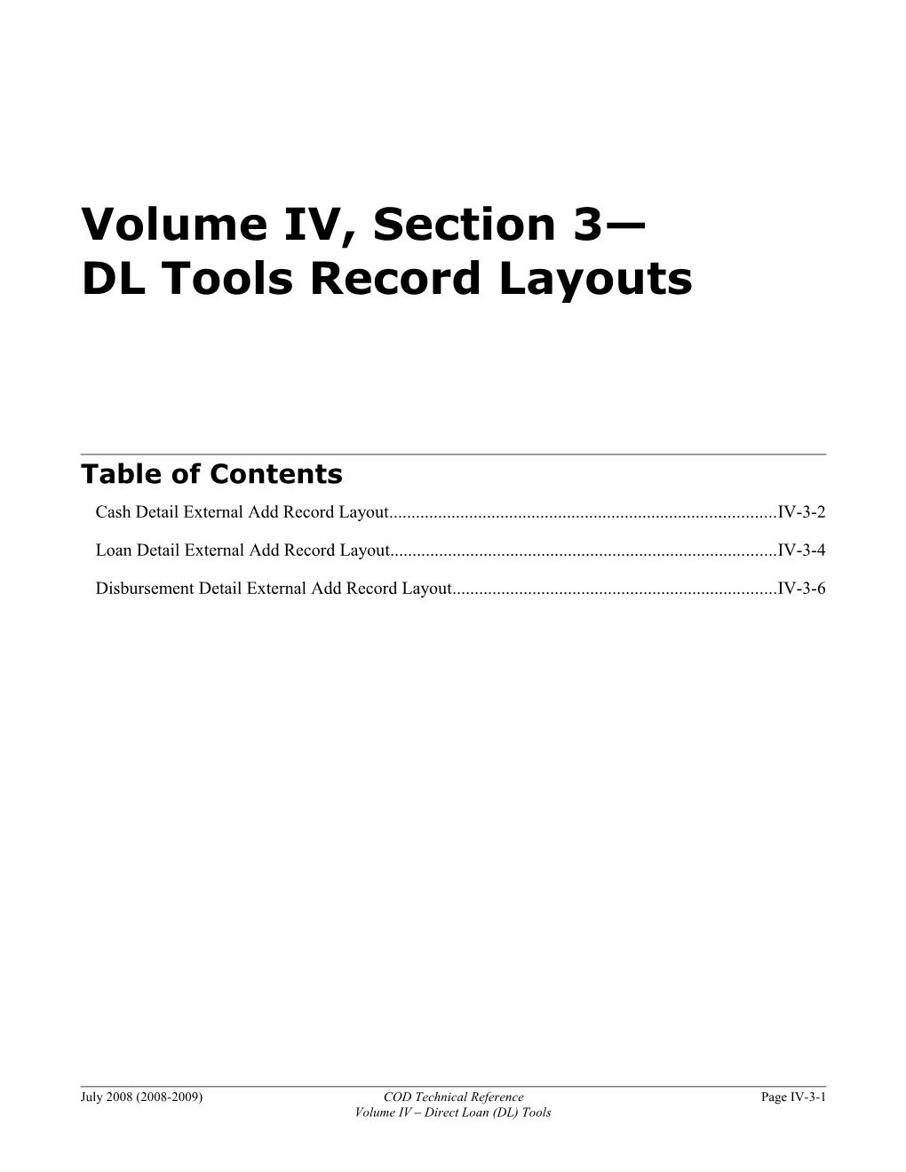 Section 3 - DL Tools Record Layouts