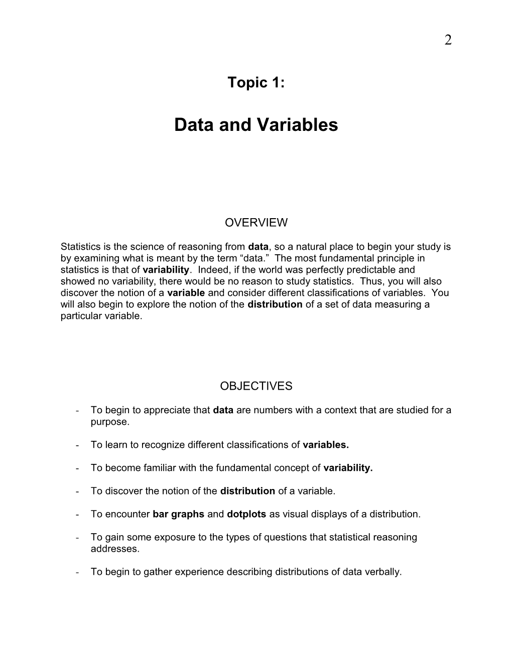 Data and Variables