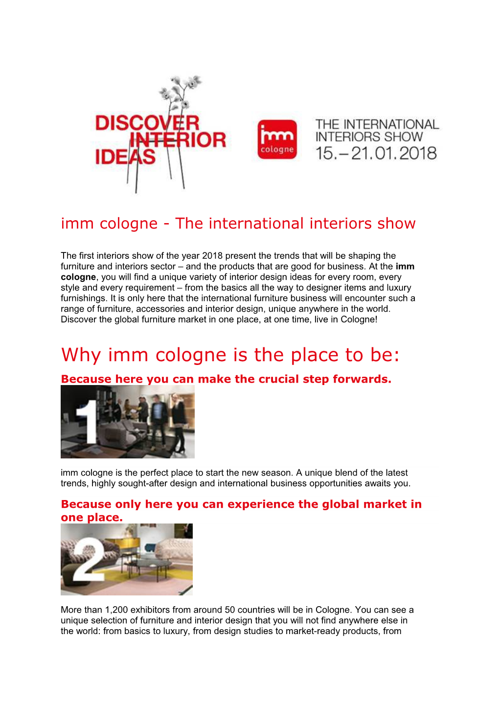 Imm Cologne -The International Interiors Show