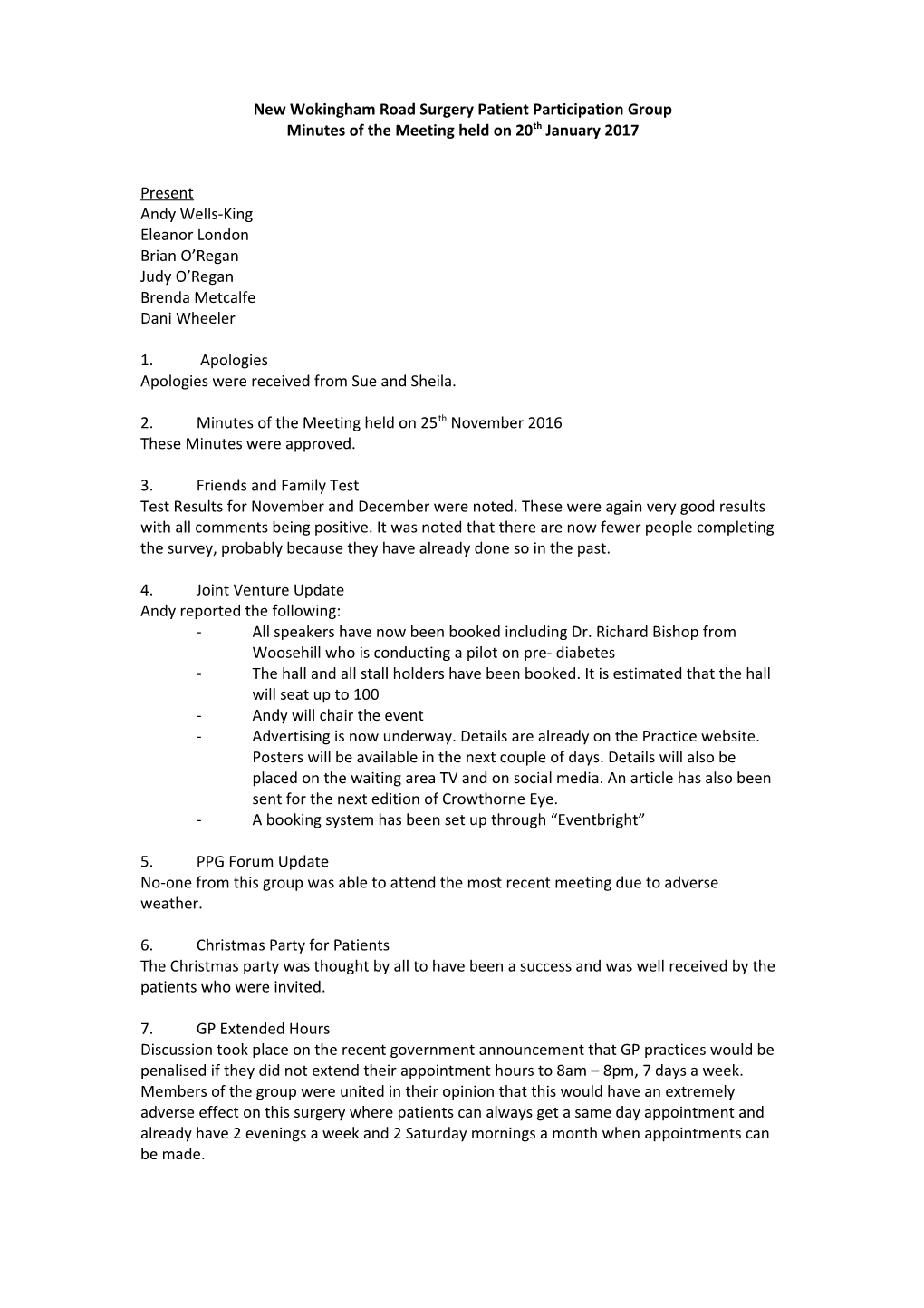 New Wokingham Road Surgery Patient Participation Group