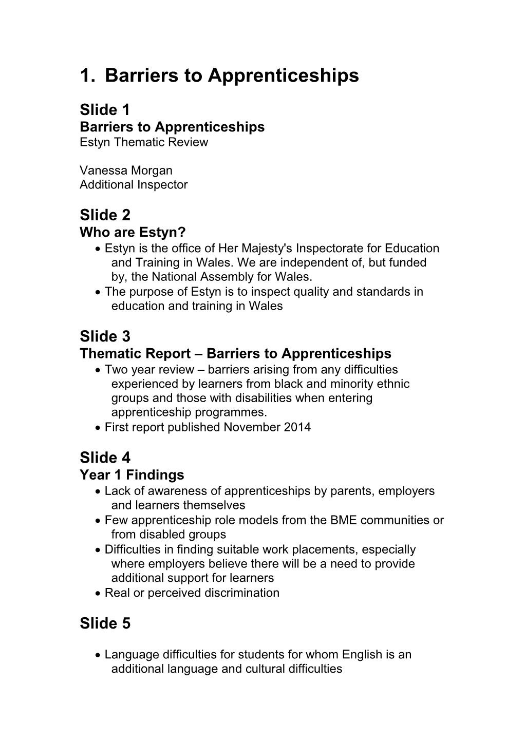 Barriers to Apprenticeships
