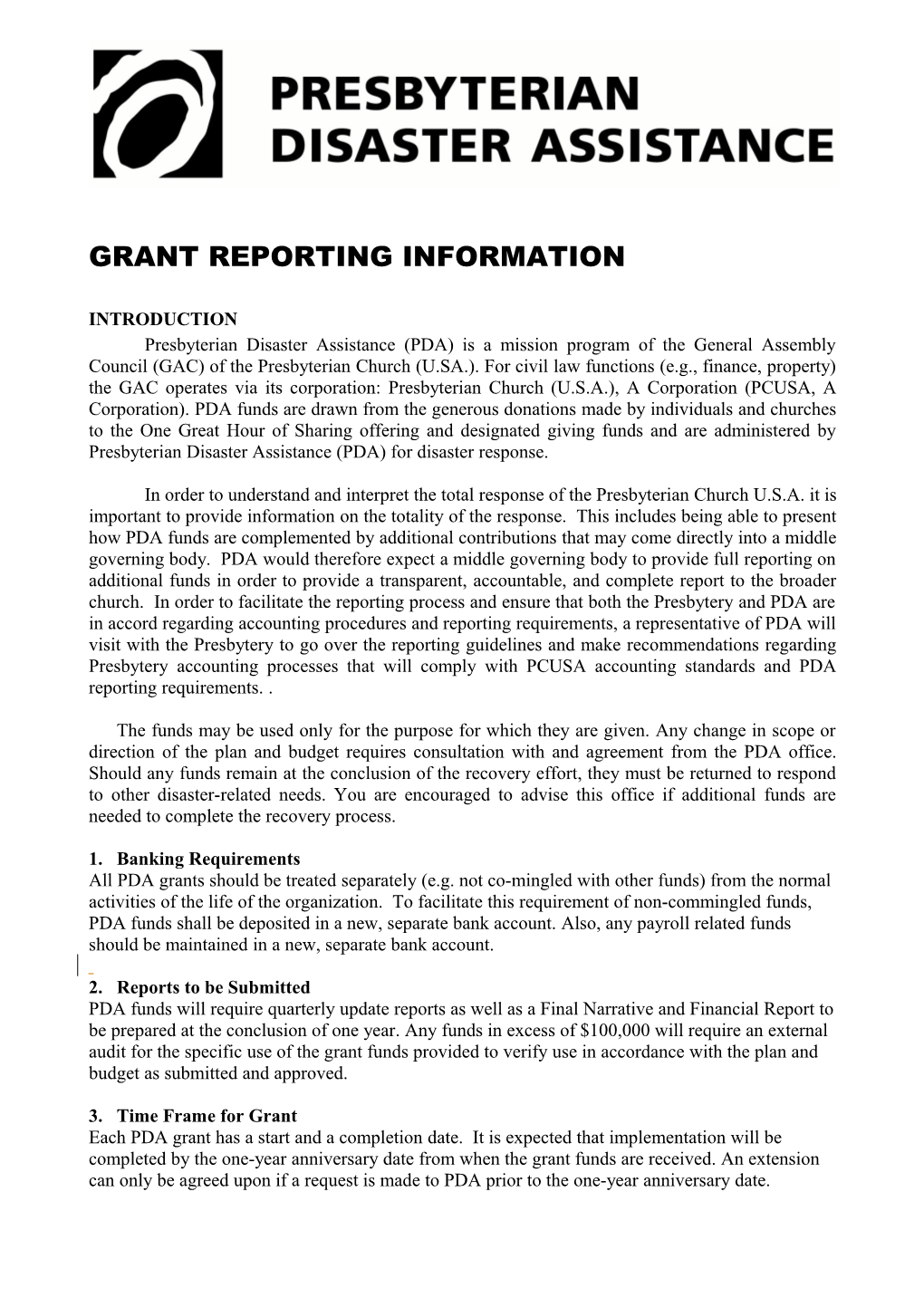 Grant Reporting Information