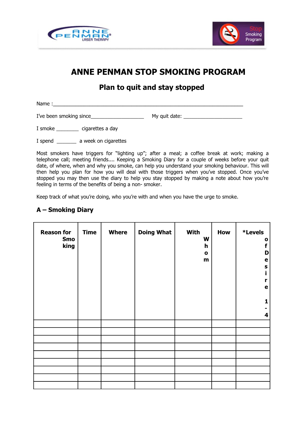 Anne Penman Smoking Cessation Program