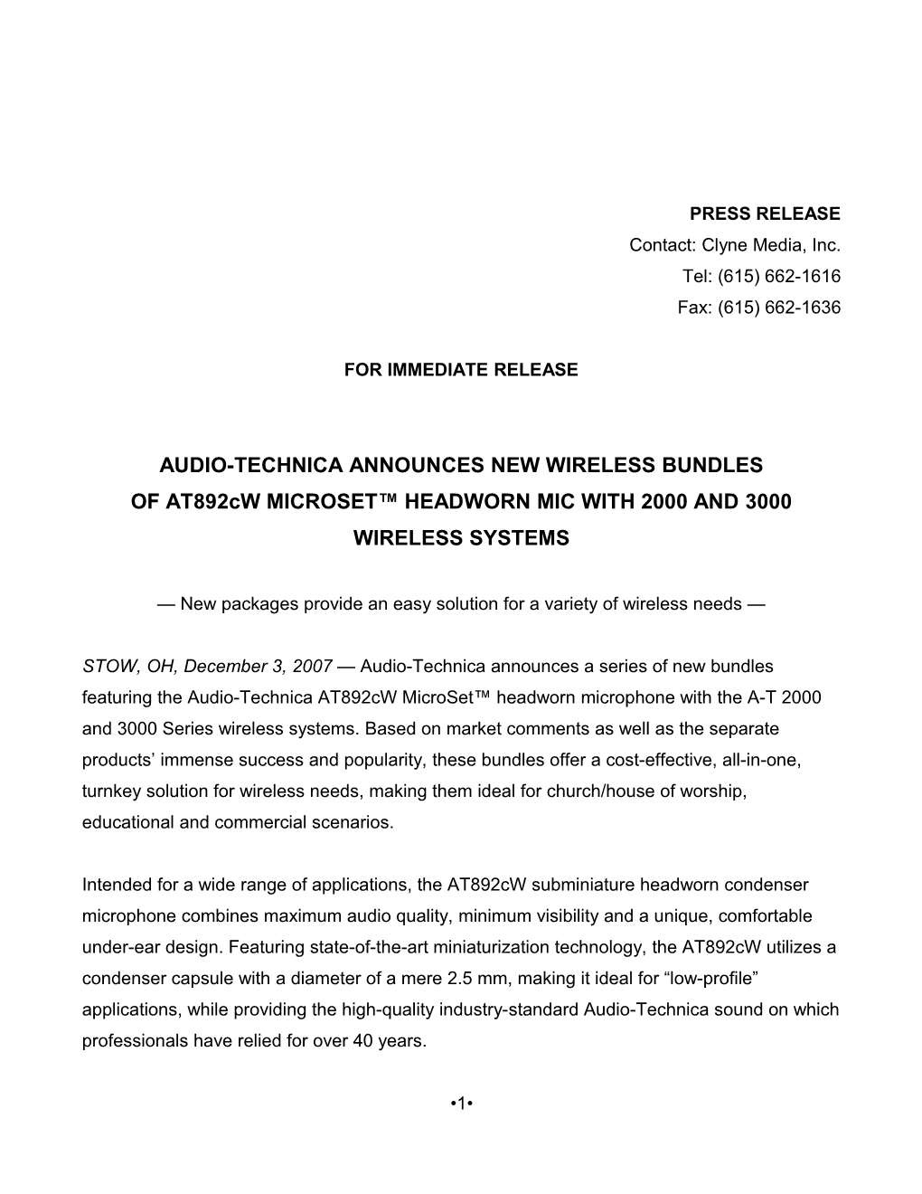 Audio-Technica Announces New Wireless Bundles