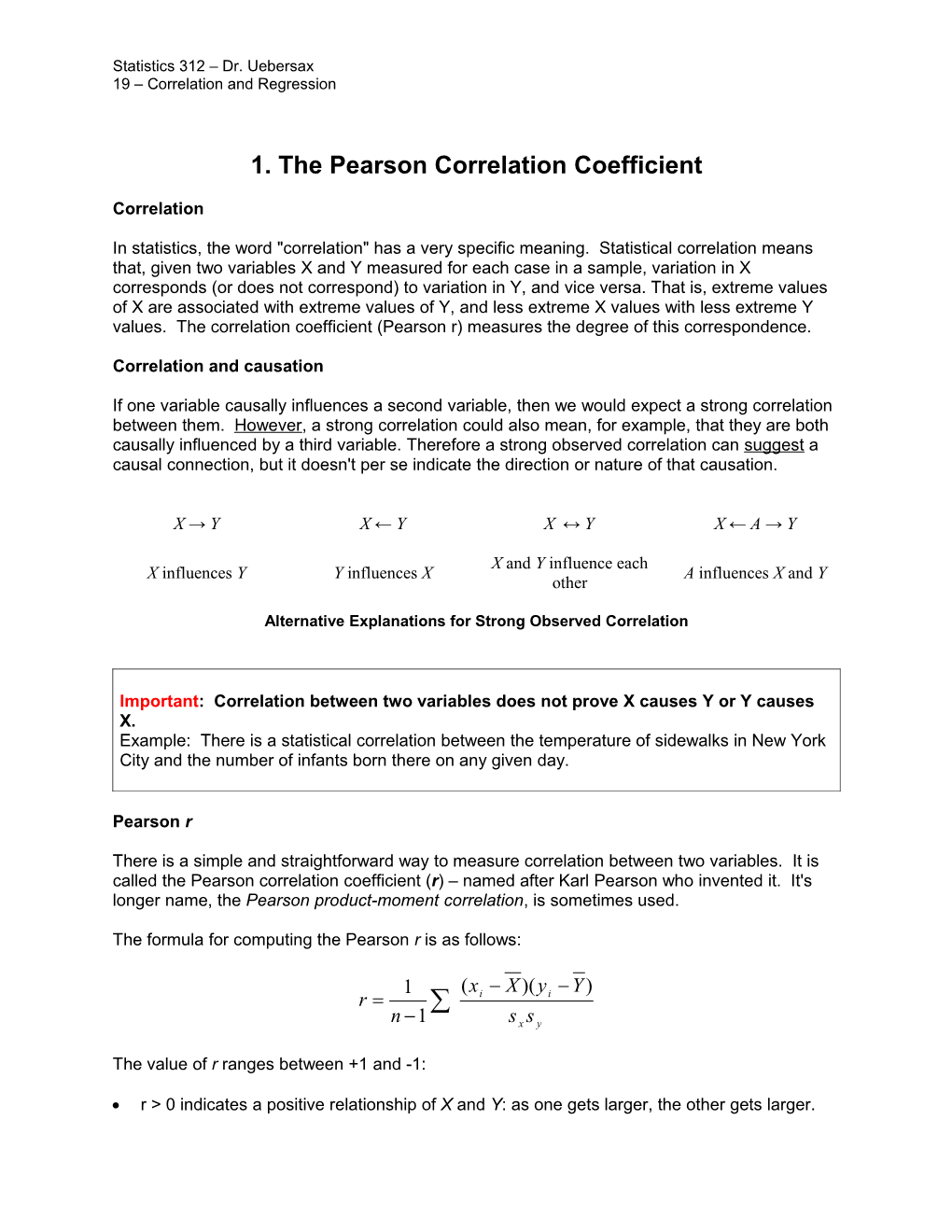 1. the Pearson Correlation Coefficient