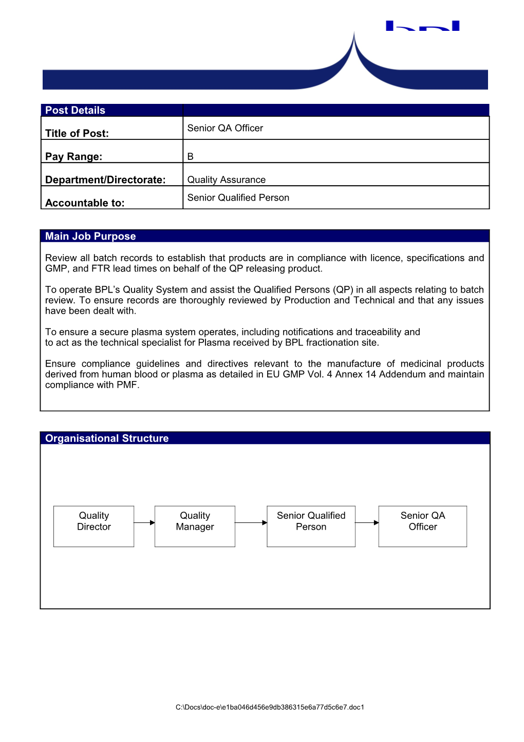 H: D05 DATA PERS Recruitment Job Descriptions (JD) Technical QA QA Specialist - Jan 2015