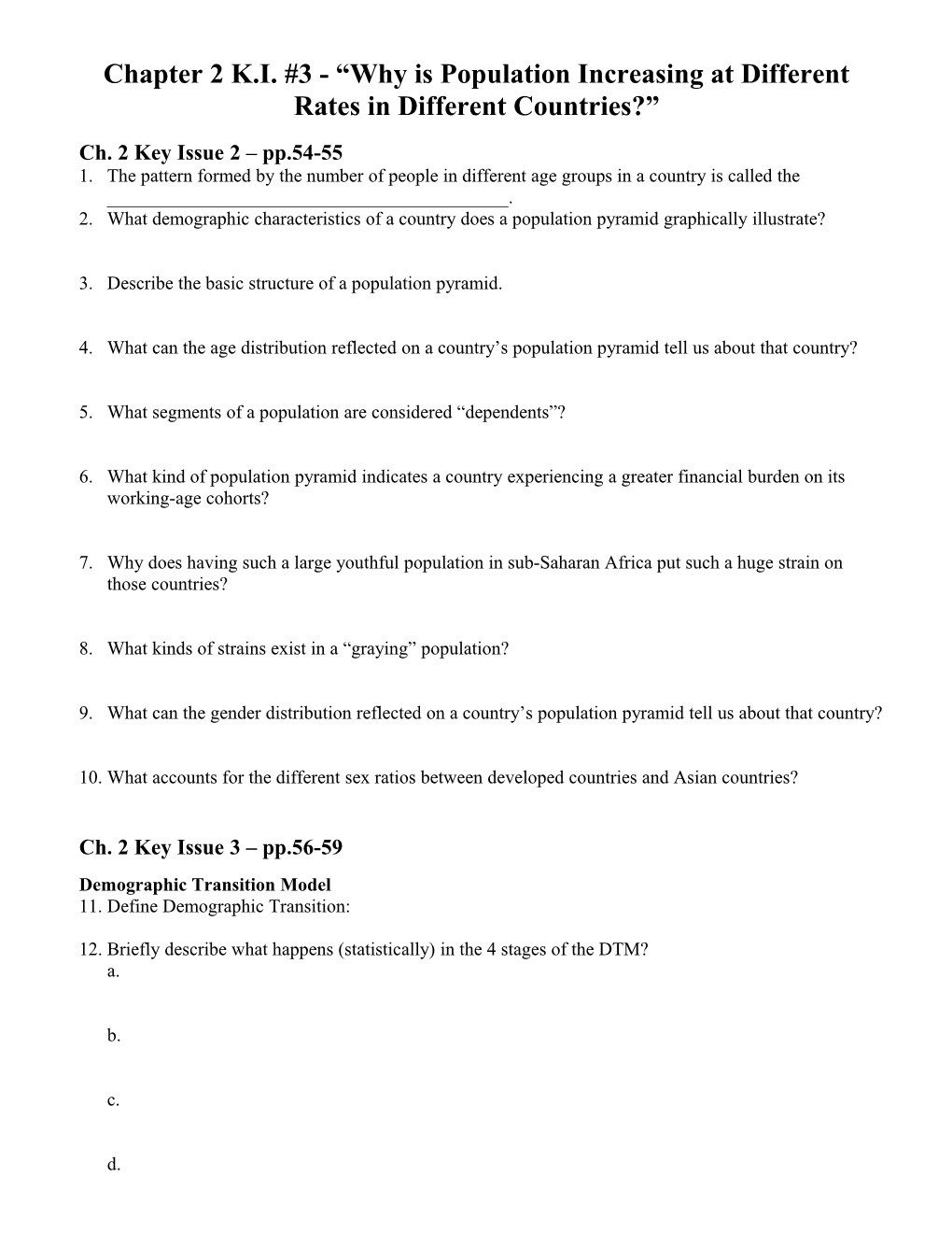 Demographic Transition Model