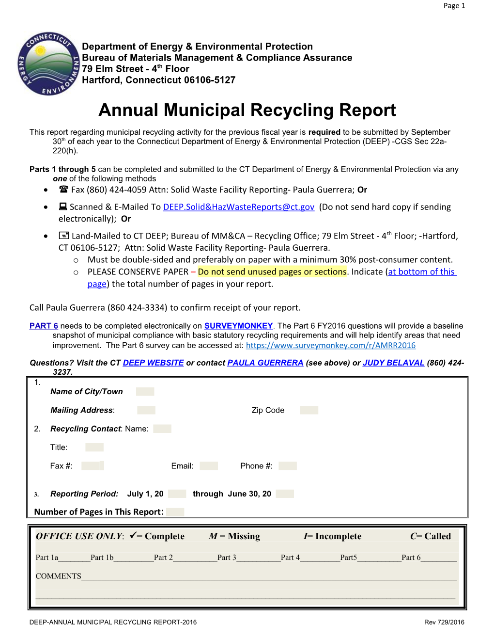 Annual Municipal Recycling Report