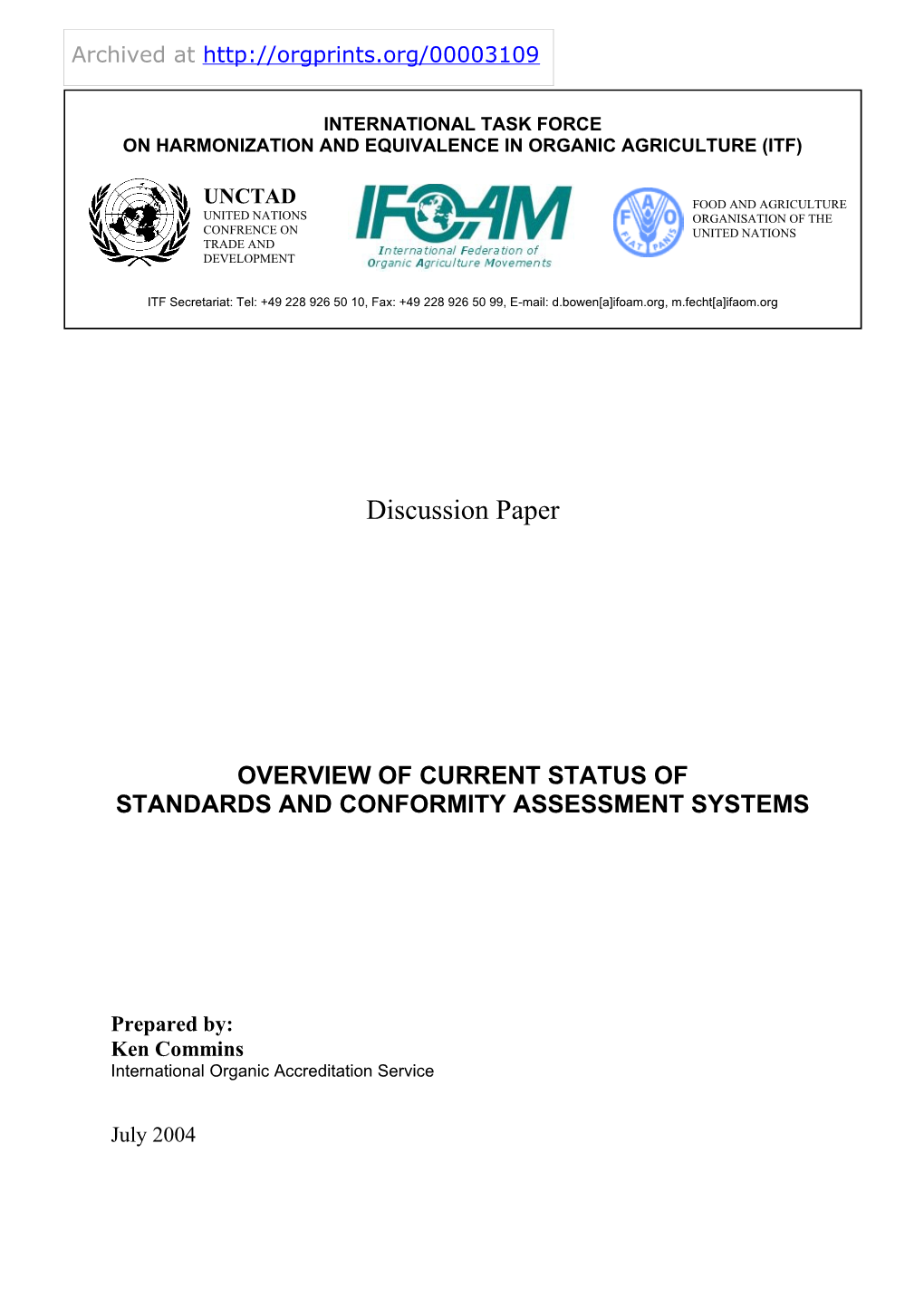 Standards and Conformity Assessment Systems
