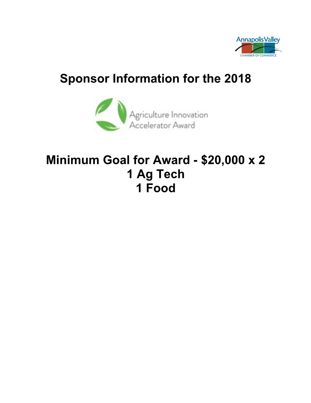 Ag Award Sponsor Info