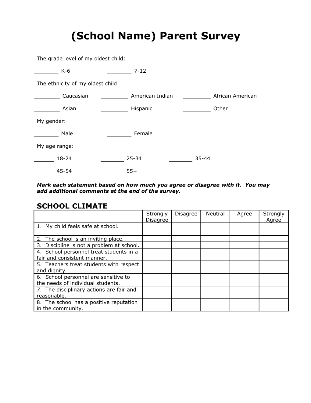 Lamoure School Survey