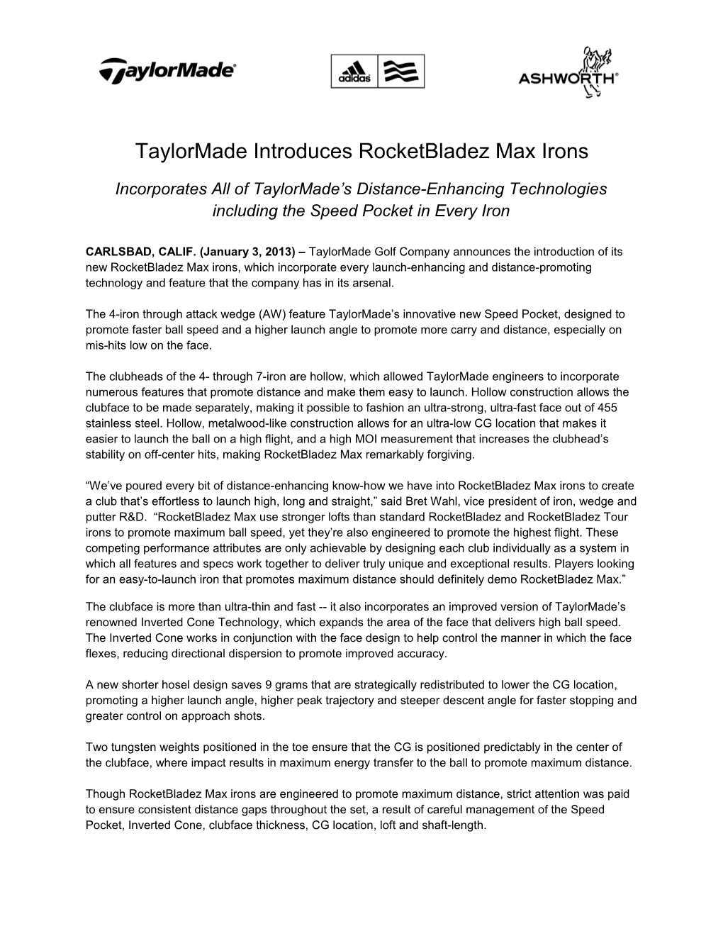 Taylormade Introduces Rocketbladez Max Irons