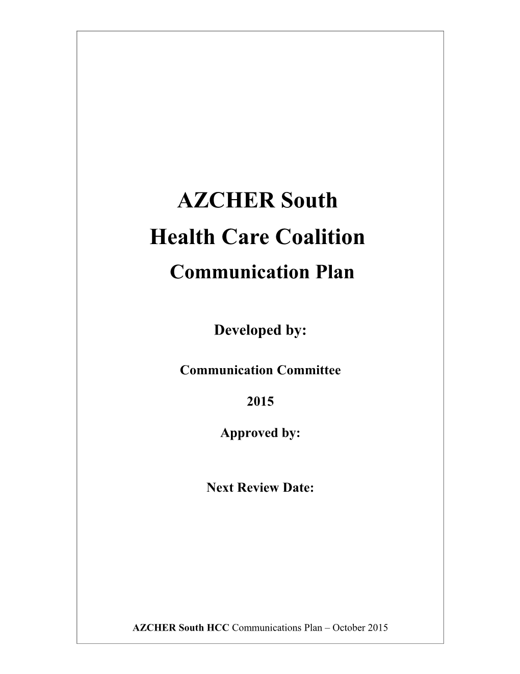 AZCHER-South Hcccommunication Plan