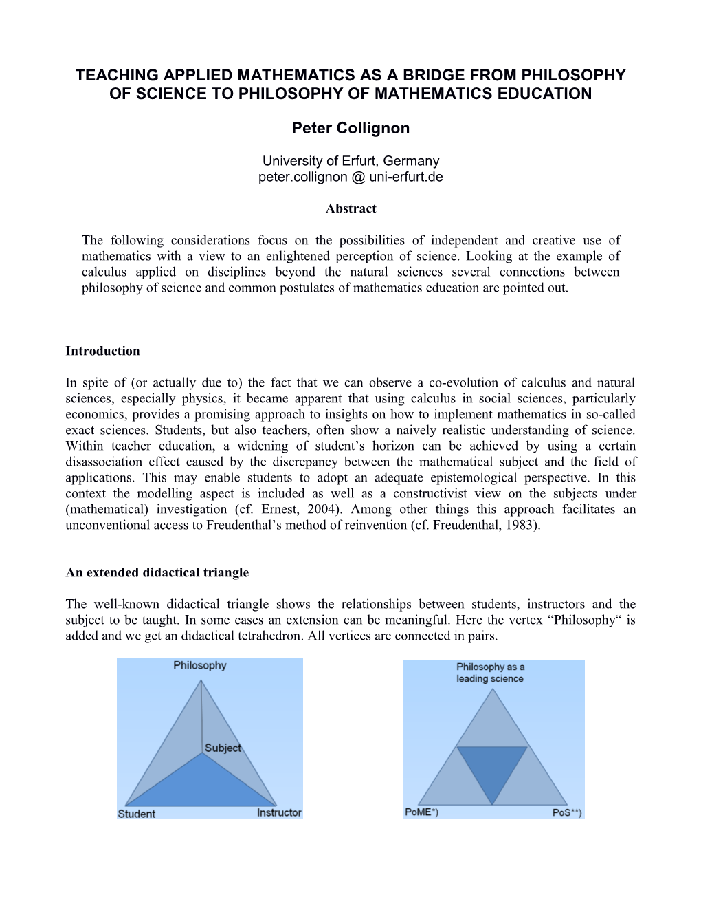 Teachingapplied Mathematics As a Bridge from Philosophy of Science to Philosophy of Mathematics