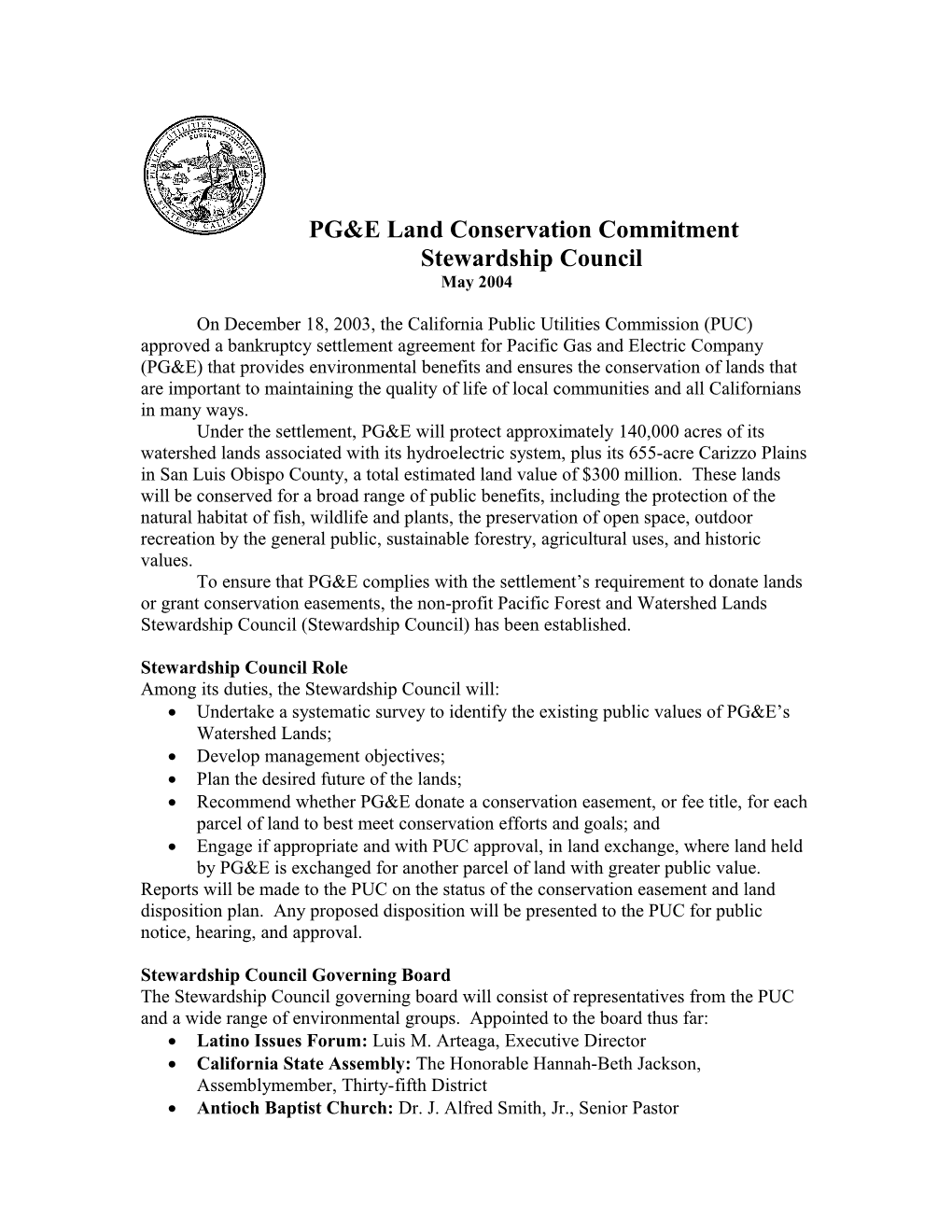 PG&E Land Conservation Commitment