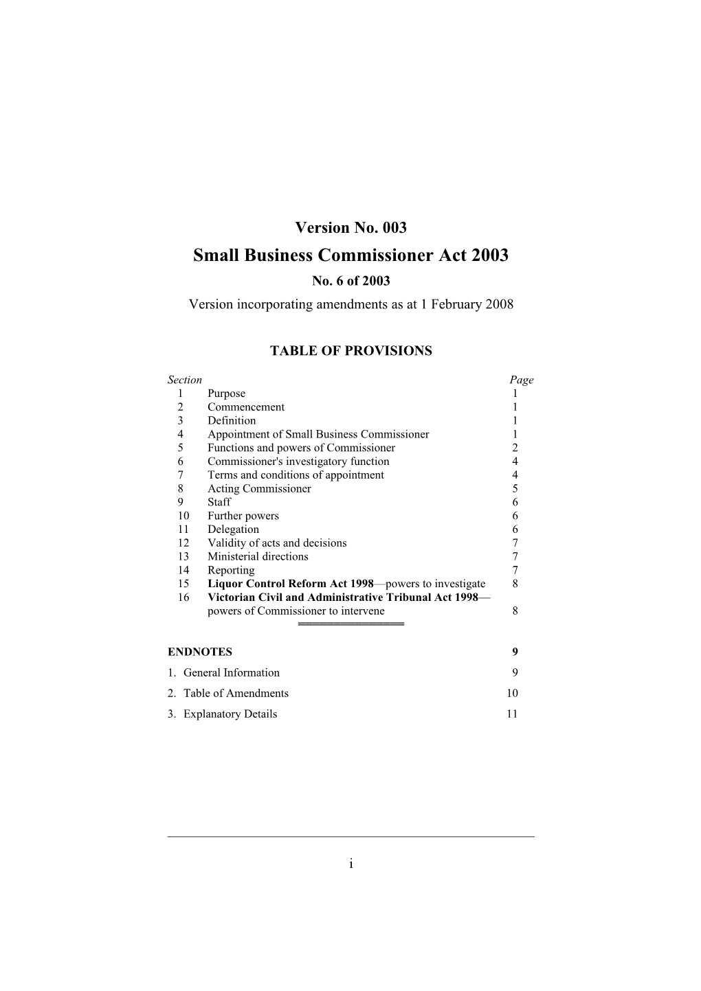 Small Business Commissioner Act 2003