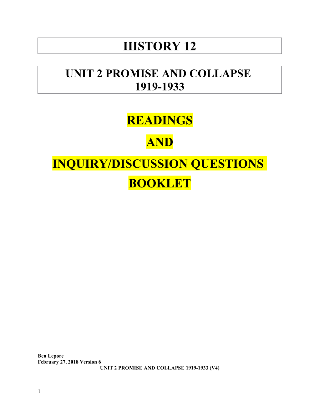 Unit 2 Promise and Collapse 1919-1933 (V4)