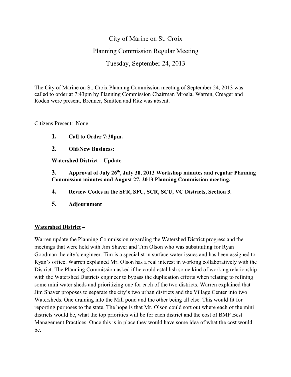 Planning Commissionregular Meeting