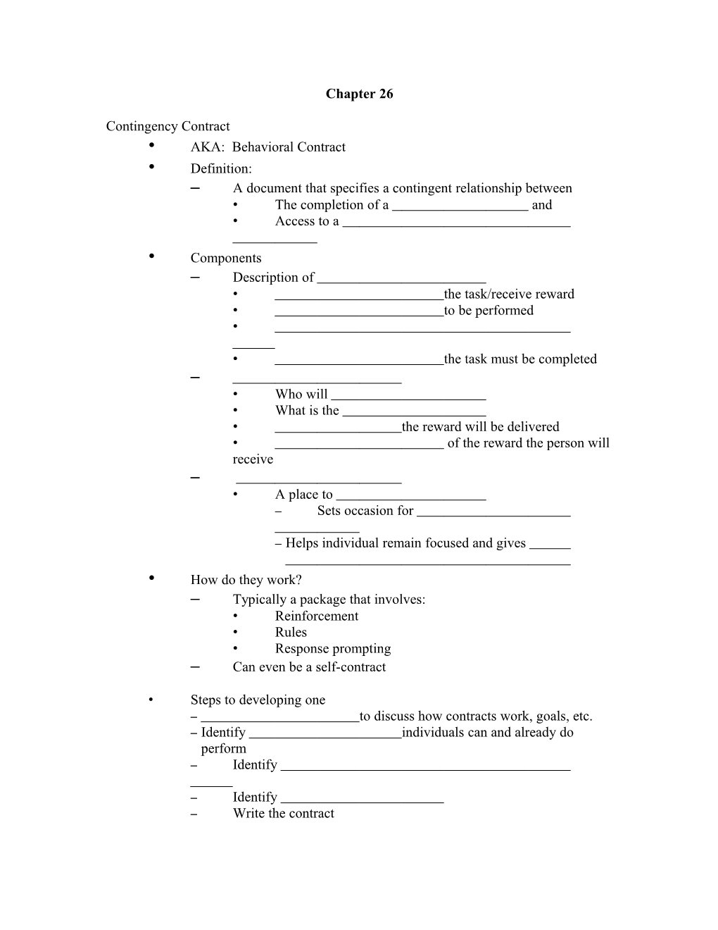 A Document That Specifies a Contingent Relationship Between