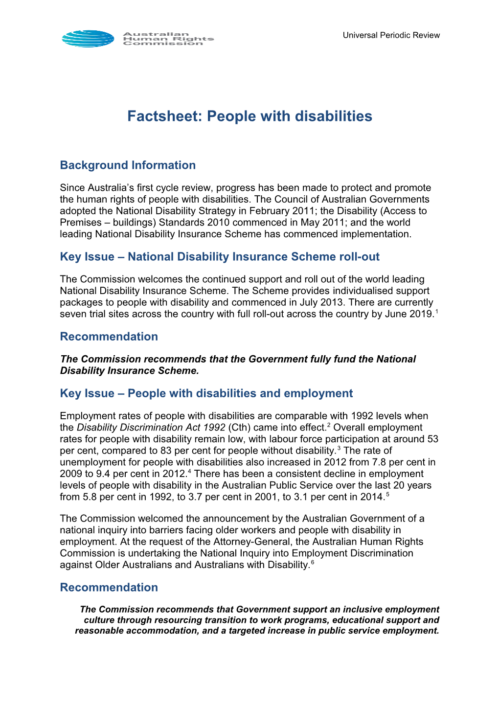 Factsheet: People with Disabilities